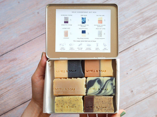 Großhandel - Myrtle MyBox SILVER Soap Assortment Gift Box mit 6 natürlichen Mini Seifen
